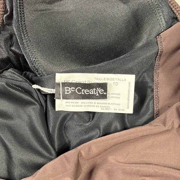 Be Creative Swimsuit Halter Style One piece Size 10 NWT Brown - Picture 8 of 10